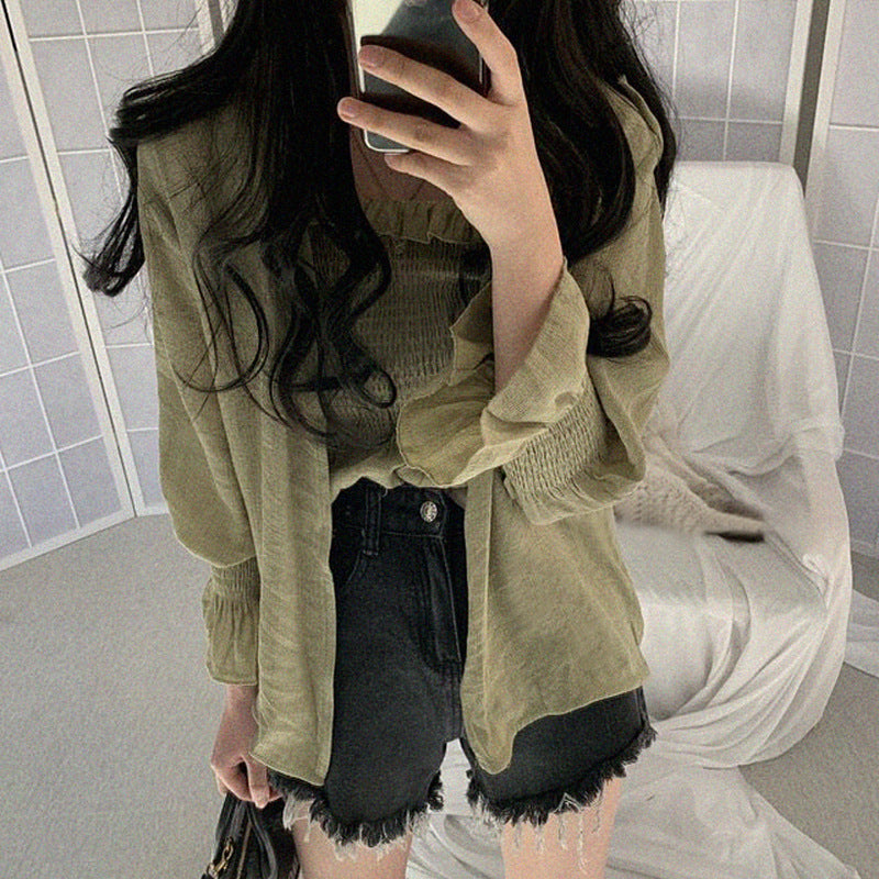 Simple Small Shawl Thin Coat Suspenders Two-piece Suit