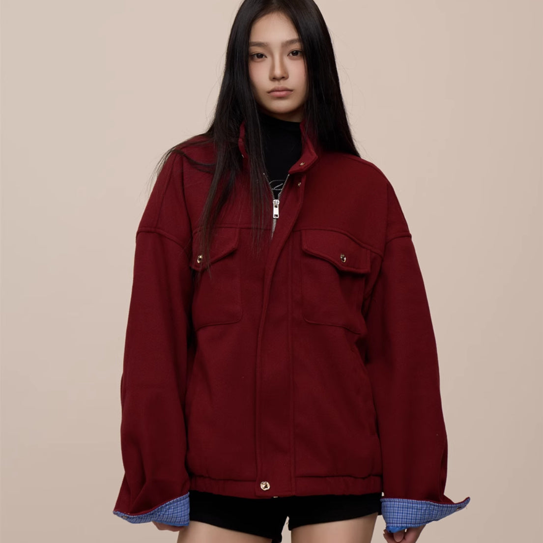 Christmas Red Woolen Cotton Padded Thickened Cotton-padded Coat