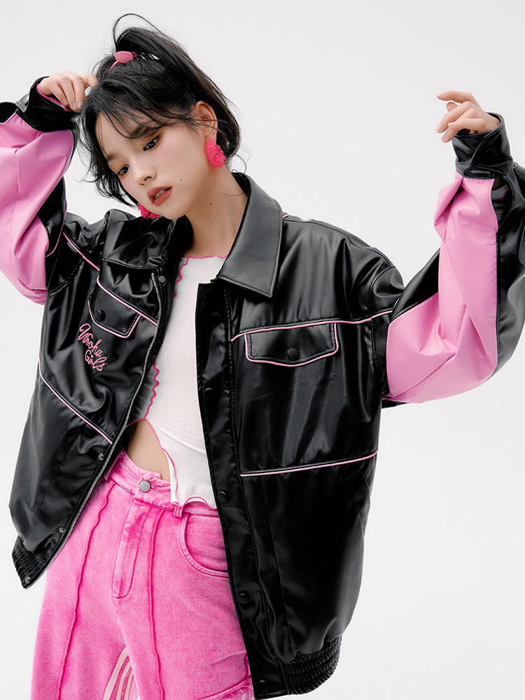 Contrasting Color Handsome All Match Oversize Women's Jacket