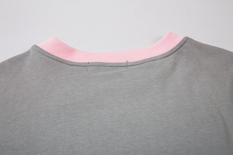 Retro Contrast Color Short-sleeved T-shirt For Women