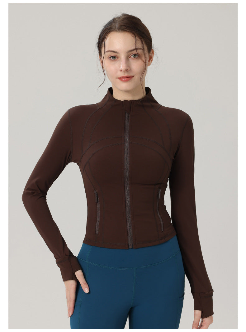 Spring And Summer Thin Double-sided Brushed Slim Fit Stretch Stand Collar Jacket