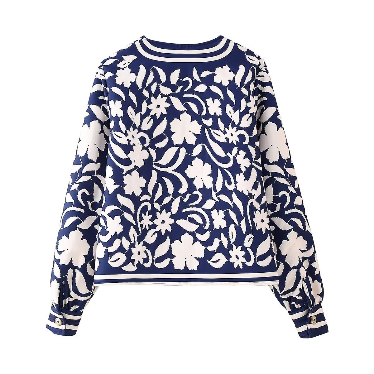 Round Neck Printed Casual Thin Small Padded Jacket