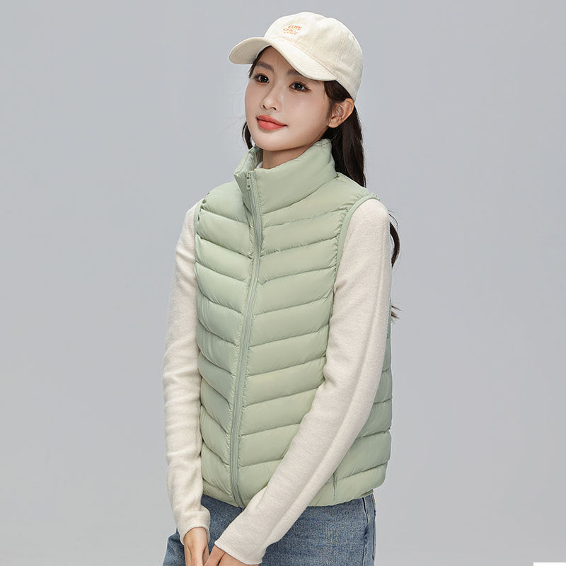 Stand Collar Outer Wear Slimming Plus Size Down Vest Vest