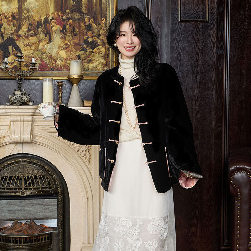 Chinese Knot Button Top Double-sided Wear And Warm Autumn And Winter Padded Jacket Coat