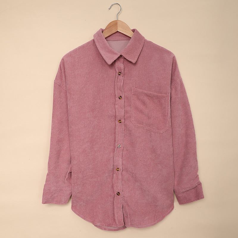 Solid Color Shirt Women's Autumn And Winter Breasted Lapel