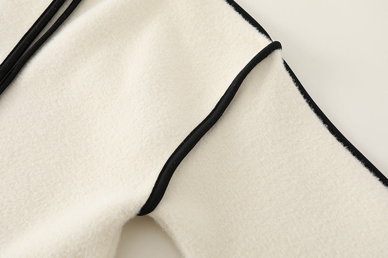 Contrasting Hem Stand Collar Cropped Coat