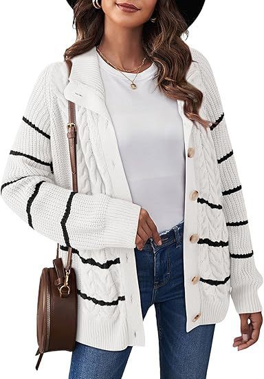 Striped Twist Knitted Button Cardigan