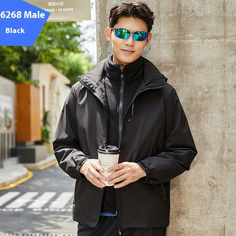 Shell Jacket Two-piece Set Coat Fleece Lined Removable Waterproof