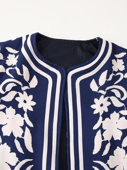 Round Neck Printed Casual Thin Small Padded Jacket