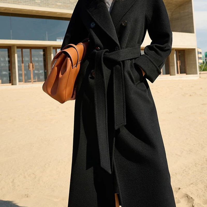 Extended Over-the-knee Double-sided Woolen Coat Women's Coat