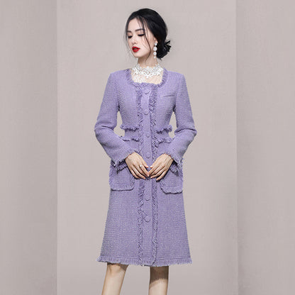 Xiaoxiang Romantic Su Long Woolen Coat Autumn New Product Female Temperament Square Collar Single Breasted Tweed Coat