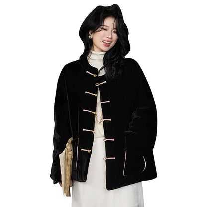 Chinese Knot Button Top Double-sided Wear And Warm Autumn And Winter Padded Jacket Coat