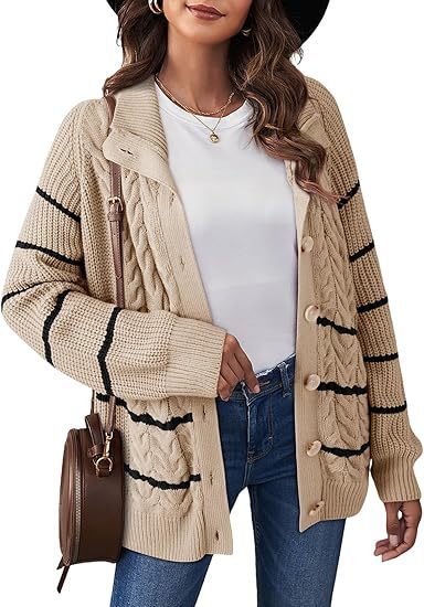 Striped Twist Knitted Button Cardigan