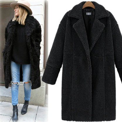 Women's Solid Color Mid-Length Woolen Coat Coat