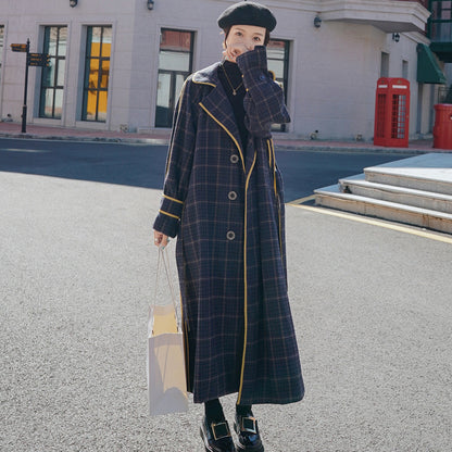 Plaid woolen coat