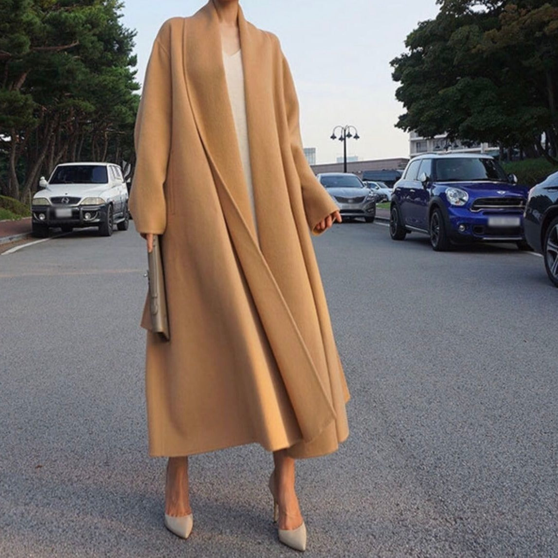 Long woolen overcoat