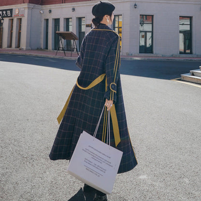 Plaid woolen coat