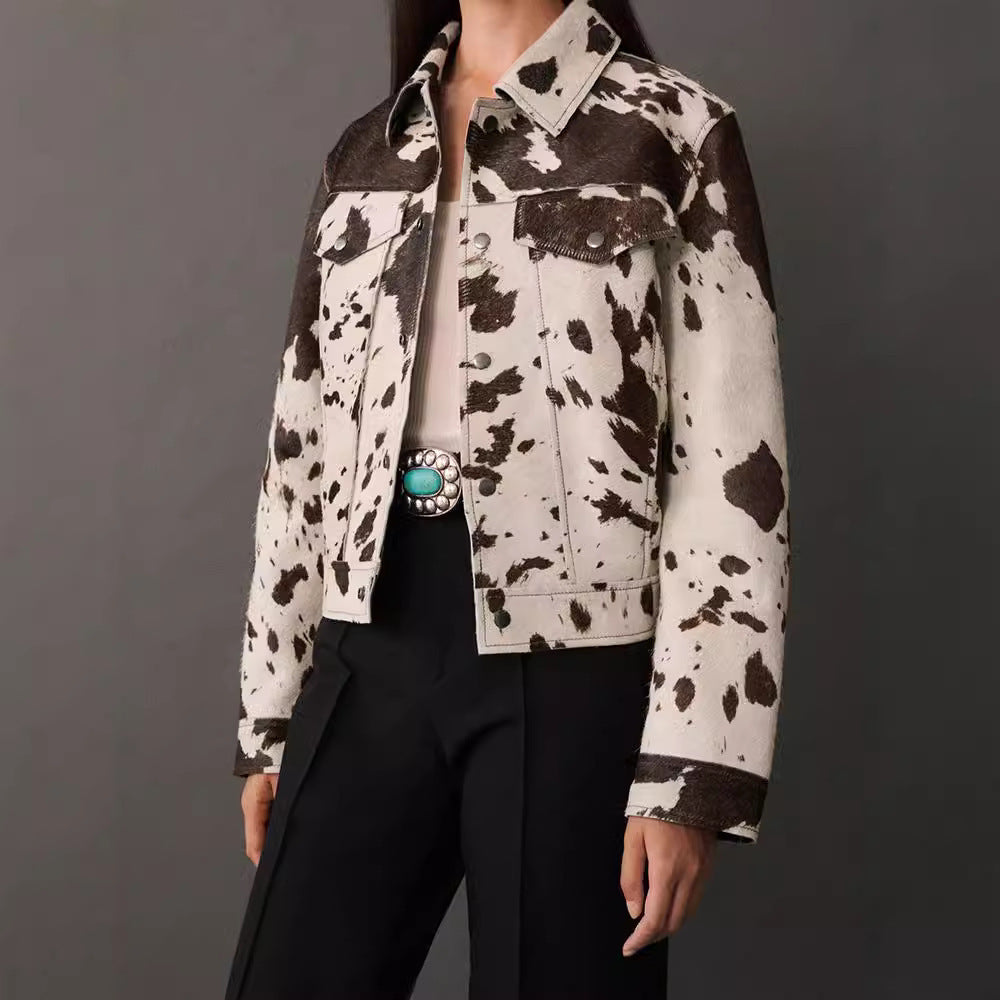 Irregular Pattern Short Denim Jacket
