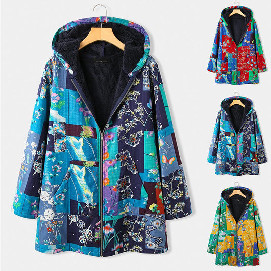 Loose long - sleeved cotton-padded jacket