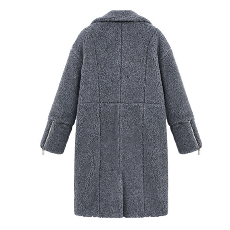 Women's Solid Color Mid-Length Woolen Coat Coat