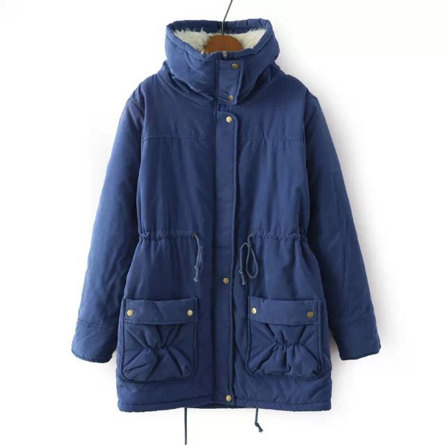 Candy-colored waist-strap cotton coat