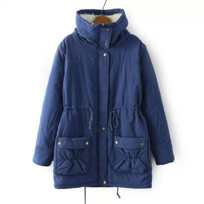 Candy-colored waist-strap cotton coat