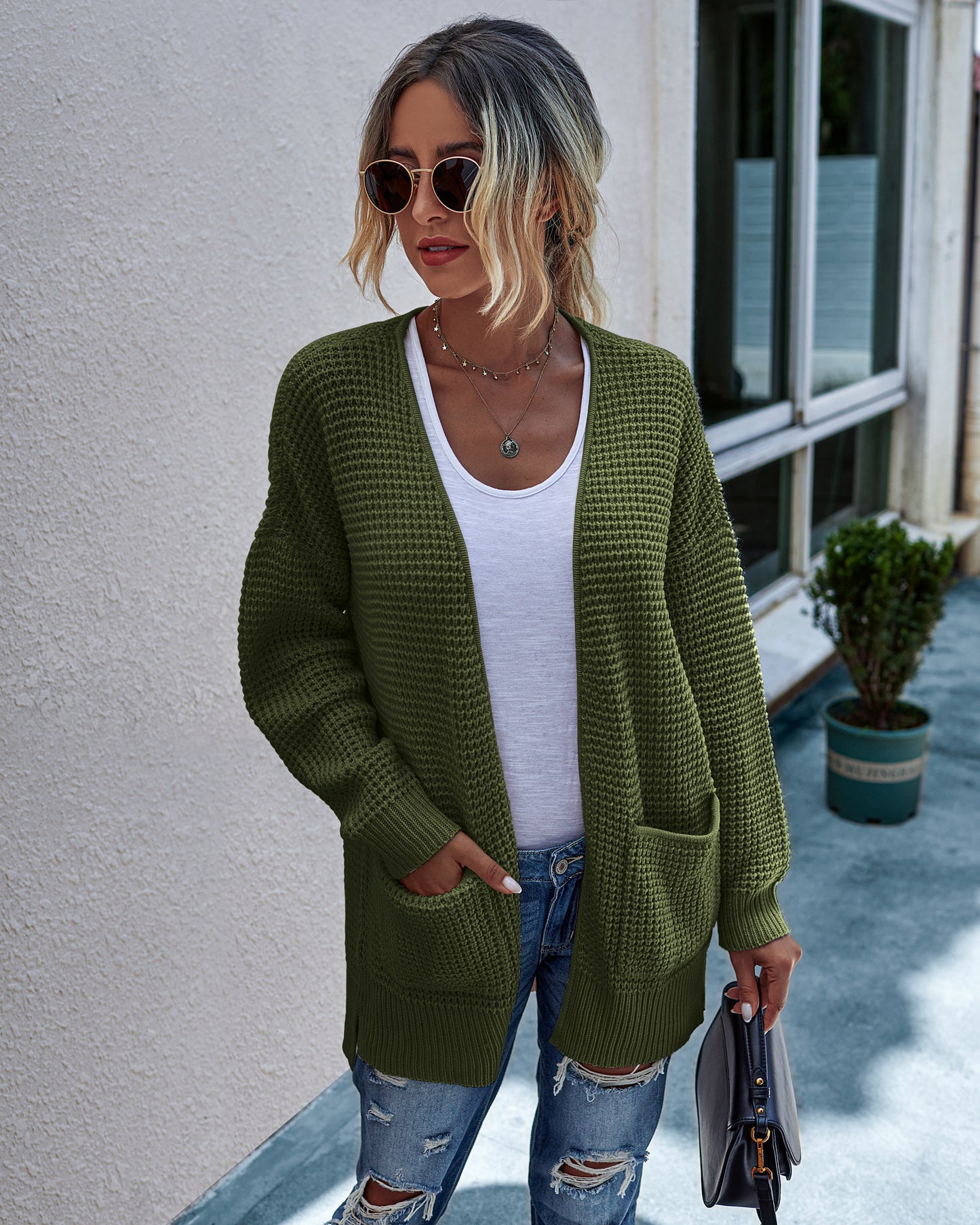 Solid Color Knitted Comfortable Long Women's Sweater