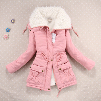 Candy-colored waist-strap cotton coat