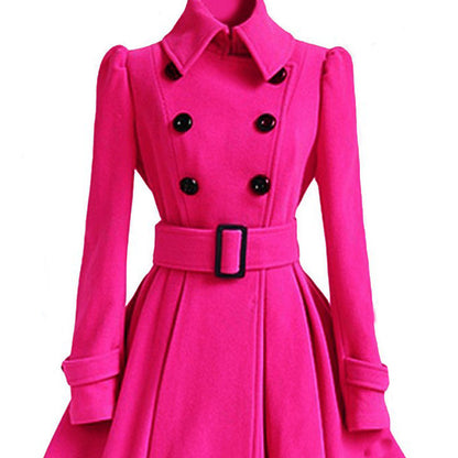 Fashion Slim Long Women's Polyester Fiber  Coat