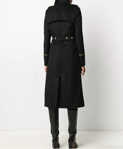 Slim Back Slit Long All-Match Coat Woolen Coat
