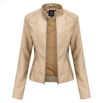 Women'S Leather Dress Slim Jacket Spring Autumn Coat