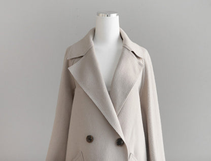 Korean Style Temperament Mid-length Over-the-knee Double-sided Cashmere Woolen Coat