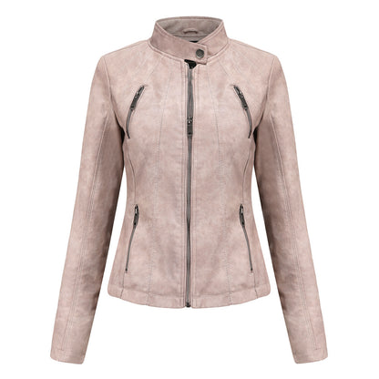 Short ladies leather jacket