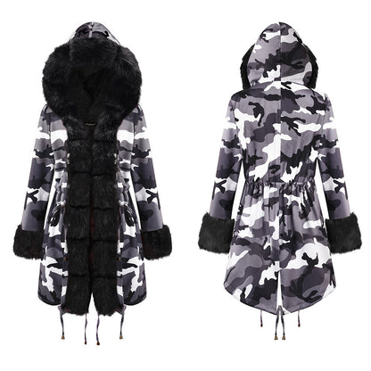 European and American women's long cotton coat
