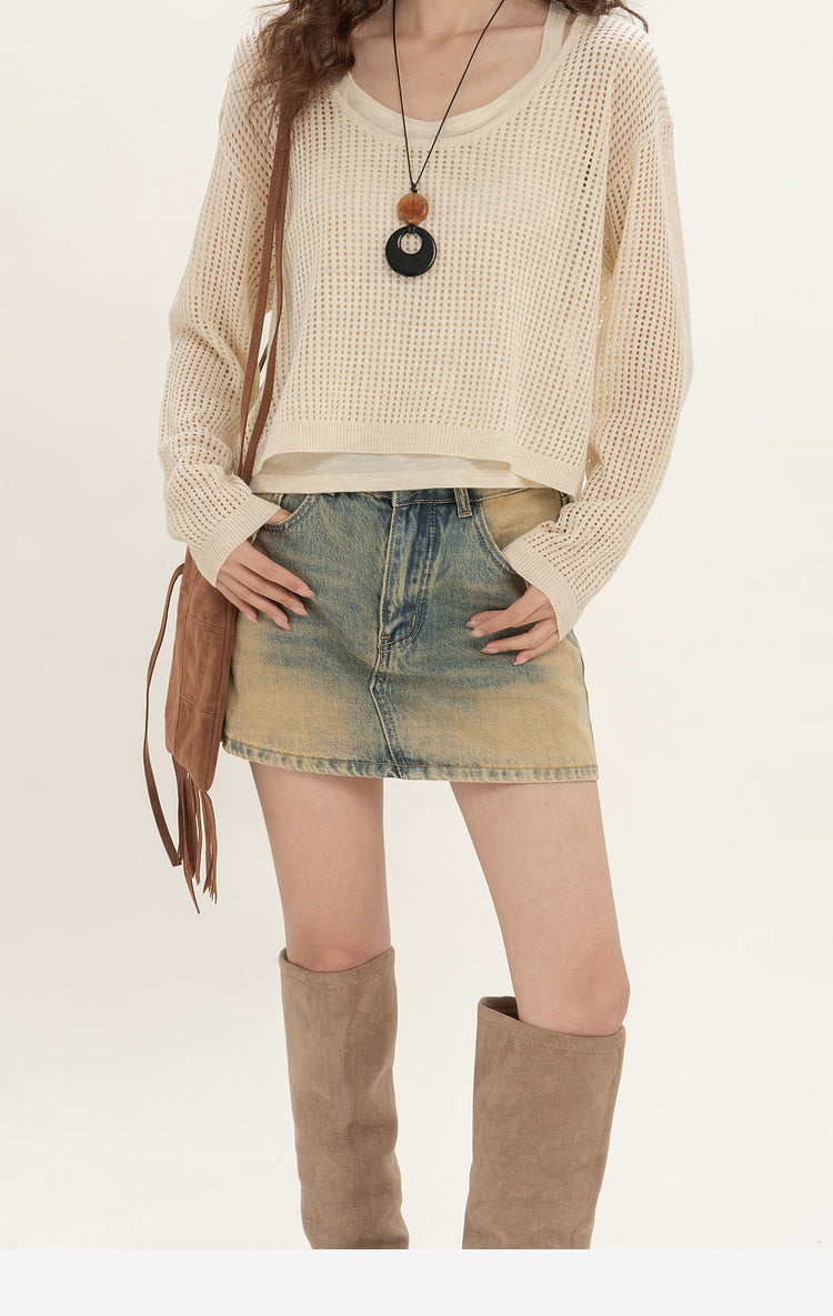 Spring Thin Suspenders Vest Two-piece Set Top