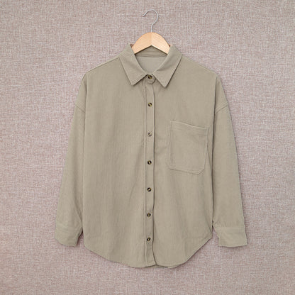Solid Color Shirt Women's Autumn And Winter Breasted Lapel