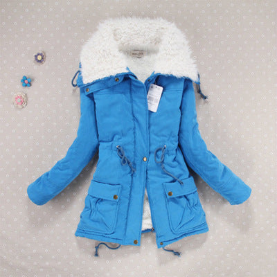 Candy-colored waist-strap cotton coat