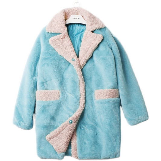 Small Particles Lamb Wool Coat Women's Mid-Length