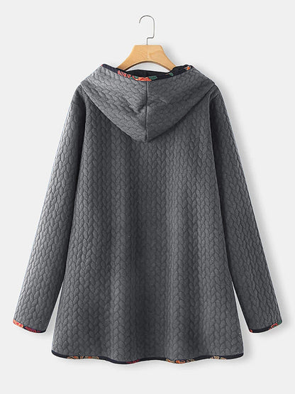 Loose and slim printed long sleeve cotton dress
