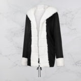 Women's warm coat with hood and woolen collar