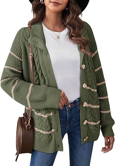 Striped Twist Knitted Button Cardigan
