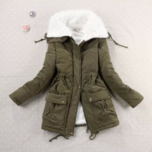 Candy-colored waist-strap cotton coat
