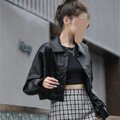 Short Leather Jacket New Vintage Women's Fashion