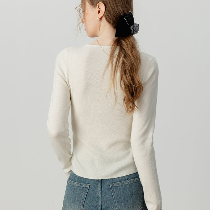 Retro Cross Design Knitwear With Flower Top