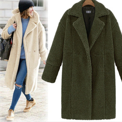 Women's Solid Color Mid-Length Woolen Coat Coat