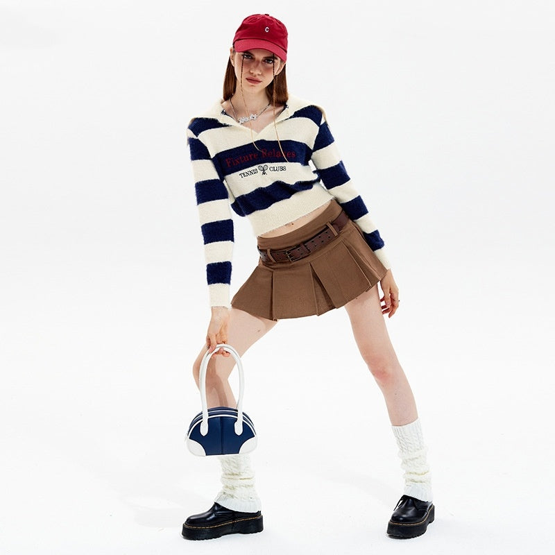Striped Short Style Sweater Loose Korean Style Lazy Style