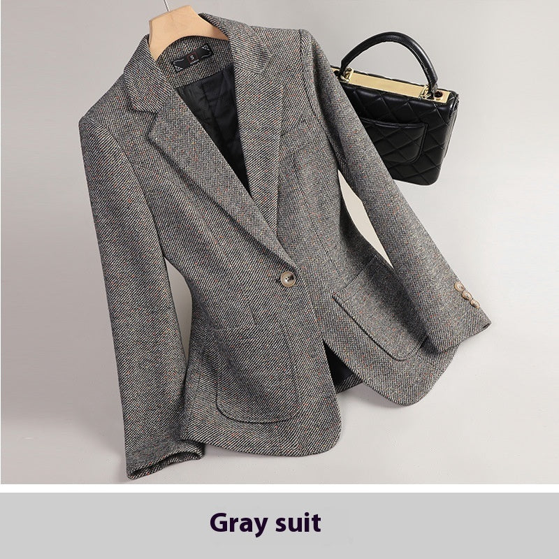 Women's Woolen Quilted Suit Jacket Thick Suit