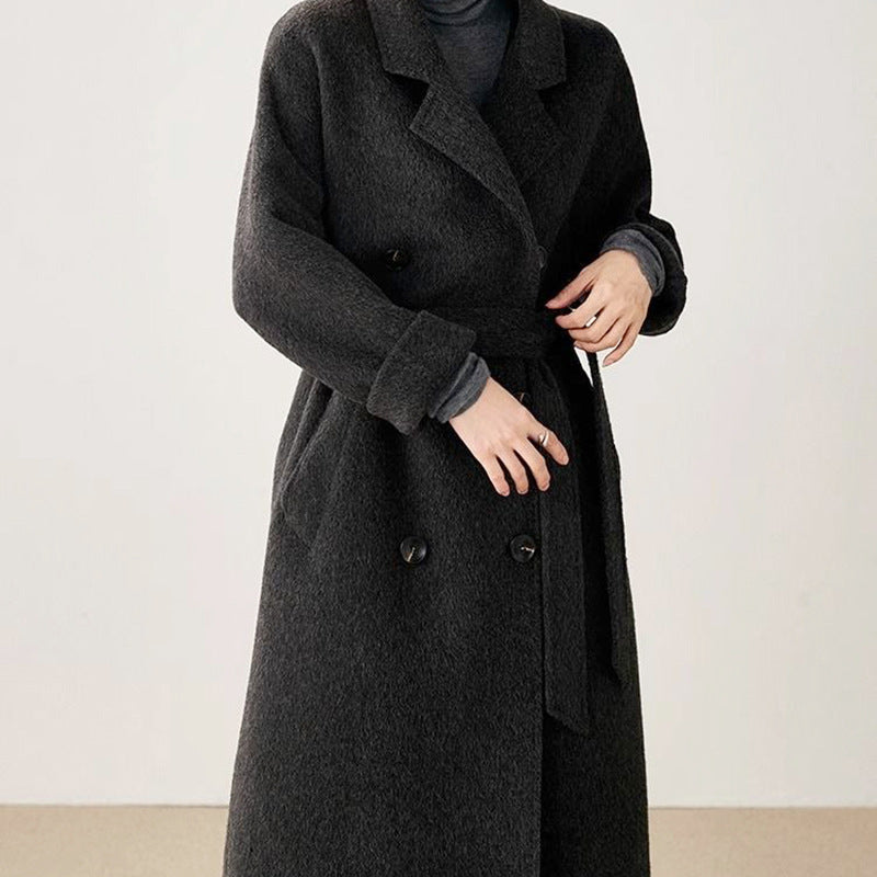 Extended Over-the-knee Double-sided Woolen Coat Women's Coat