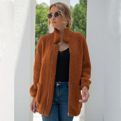 New Autumn And Winter Zipper Warm Sweater Outer Wear Women