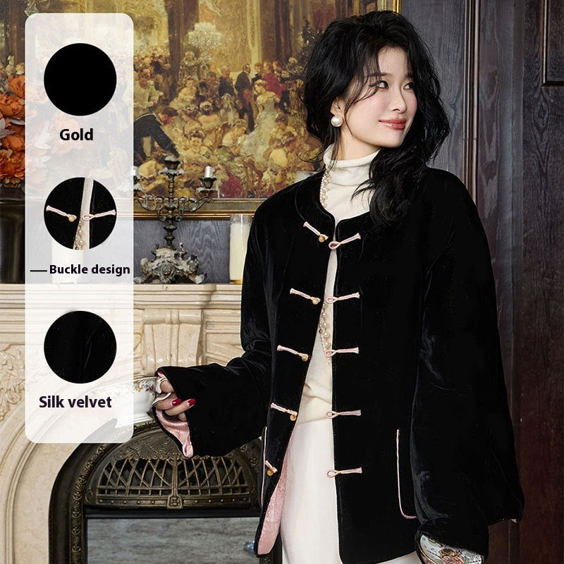 Chinese Knot Button Top Double-sided Wear And Warm Autumn And Winter Padded Jacket Coat